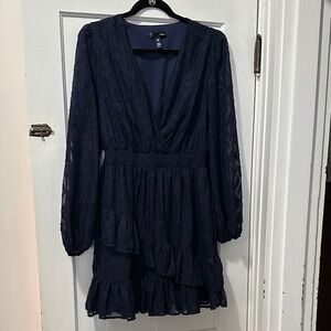 Aqua Deep Blue Long Sleeve Dress